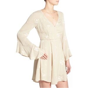 Free People Jasmine Embroidered Kimono Fit & Flare Dress Cream 10